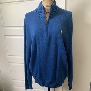 Polo Pullover - 100% Cotton Blue Half Zip